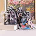 SHYRABBIT Paw Print Organza Drawstring Bags 8x12in White 10pcs by Deal US