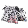 SHYRABBIT Paw Print Organza Drawstring Bags 8x12in White 10pcs by Deal US