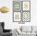 AEHIE Little Man Cave Retro Checkered Lightning Peace Sign 8x10in 4pcs Green by Deal US