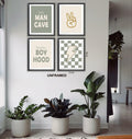 AEHIE Little Man Cave Retro Checkered Lightning Peace Sign 8x10in 4pcs Green by Deal US