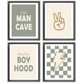 AEHIE Little Man Cave Retro Checkered Lightning Peace Sign 8x10in 4pcs Green by Deal US