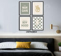 AEHIE Little Man Cave Retro Checkered Lightning Peace Sign 8x10in 4pcs Green by Deal US