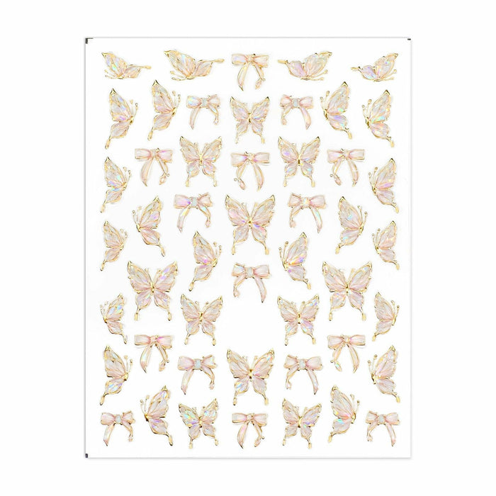 Prasacco Butterfly Nail Stickers 5D Embossed Gold Shell Nail Art Decals by Deal US