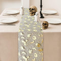 Sioloc Halloween Table Runner Gold Foil Witch Bat Pumpkin Sheer Polyester by Deal US