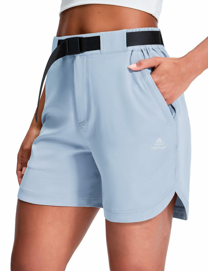 Haimont Womens Hiking Shorts 5" Zipper Pockets Quick Dry Light Blue Size M by Deal US