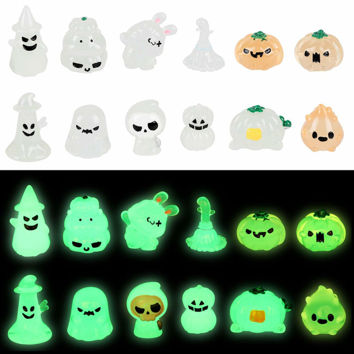 CCINEE 12pcs Halloween Mini Resin Tombstone Pumpkin Ghost Figurines Luminous by Deal US