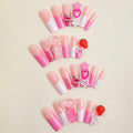 YEFIUO Pink Press On Nails 24 Pcs Long Square Full Cover Acrylic Set by Deal US
