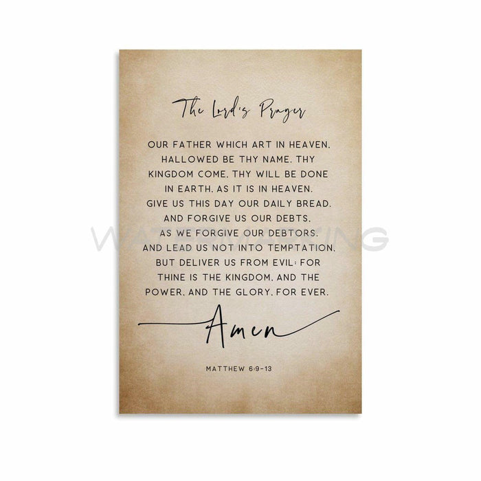 Generic The Lord's Prayer Bible Verse Canvas Wall Art 12x18in Unframed by Deal US