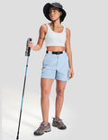 Haimont Womens Hiking Shorts 5" Zipper Pockets Quick Dry Light Blue Size M by Deal US