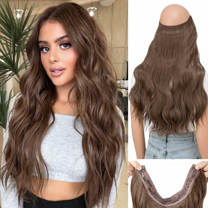 challeam Invisible Transparent Wire Hair Extensions Wavy Curly Long Synthetic by Deal US