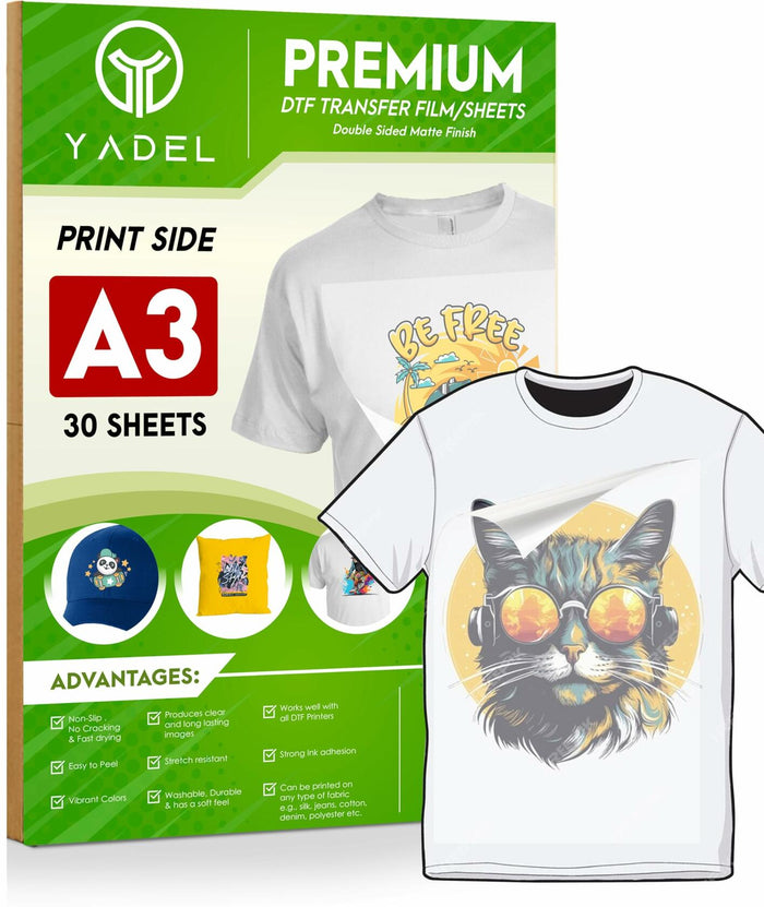 Yadel DTF Transfer Film A3 30 Pieces YL-0030 Easy Image Transfer Sheets by Deal US