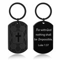 Miss Chipmunk Football Bible Verse Keychain Luke 1:37 Black Stainless Steel by Deal US