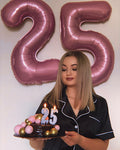 KEXINGTUO 2 Pearlescent Pink Number Foil Balloons 40 Inch Birthday Party by Deal US