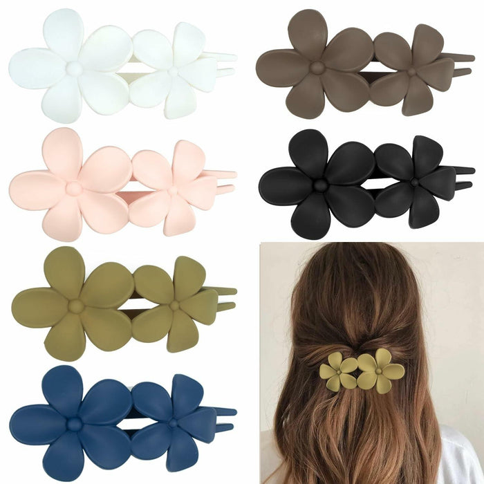 Mevnccola 6 Pack 4.1" Floral Matte Hair Claw Clips Non-Slip Multi-Color by Deal US