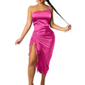 CTU Women's Satin Spaghetti Strap Ruched Dress Rosered Size M by Deal US