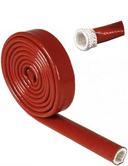 Ummickl 1" ID Silicone Coated Fiberglass Heat Sleeve 3.3ft Red by Deal US