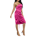 CTU Women's Satin Spaghetti Strap Ruched Dress Rosered Size M by Deal US