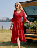 HomRain Elegant Formal Ruffle Hem Dress Red Size 3XL by Deal US