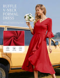 HomRain Elegant Formal Ruffle Hem Dress Red Size 3XL by Deal US