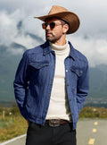 KAVIANA Men's Denim Jacket Flannel Lined Snap Closure Navy Blue Size XX-L by Deal US