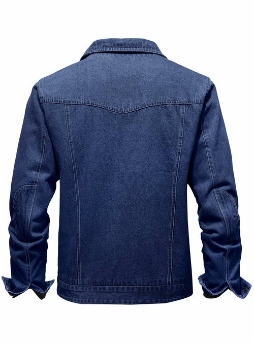 KAVIANA Men's Denim Jacket Flannel Lined Snap Closure Navy Blue Size XX-L by Deal US