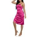 CTU Women's Satin Spaghetti Strap Ruched Dress Rosered Size M by Deal US