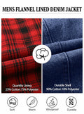 KAVIANA Men's Denim Jacket Flannel Lined Snap Closure Navy Blue Size XX-L by Deal US