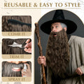 UQJE Long Curly Brown Wizard Beard Adult Cosplay Halloween One Size by Deal US