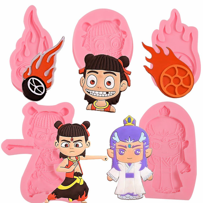 ICNYEKl 5 Pcs Cartoon Chocolate Fondant Silicone Molds Cake Decor Baking by Deal US