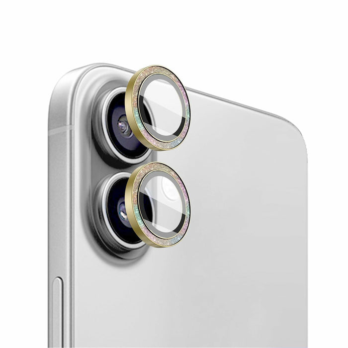 ZQCFKJ iPhone 16/16 Plus Tempered Glass Camera Lens Protector Glitter Colorful by Deal US