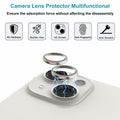 ZQCFKJ iPhone 16/16 Plus Tempered Glass Camera Lens Protector Glitter Colorful by Deal US