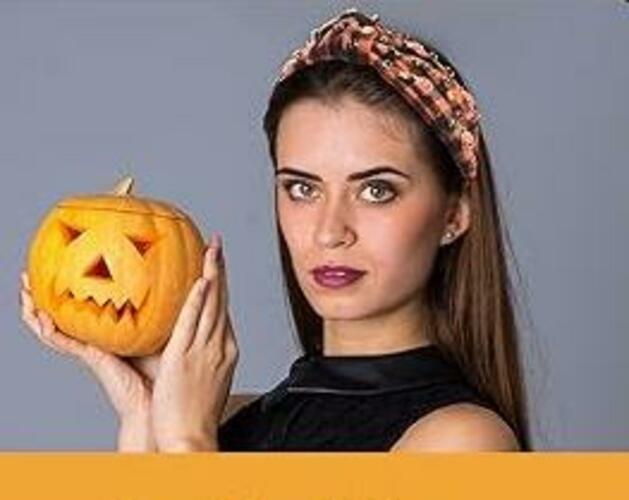ABONDEVER Halloween Rhinestone Pumpkin Headband Black Orange Plaid by Deal US