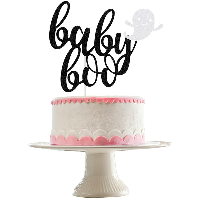 LeeSky Baby Boo Halloween Ghost Cake Topper Black Glitter Paper by Deal US