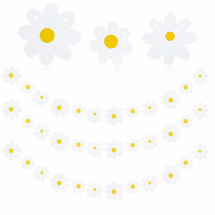 YQQYG Daisy Banner Garland 4 PCS White Paper Party Decor by Deal US