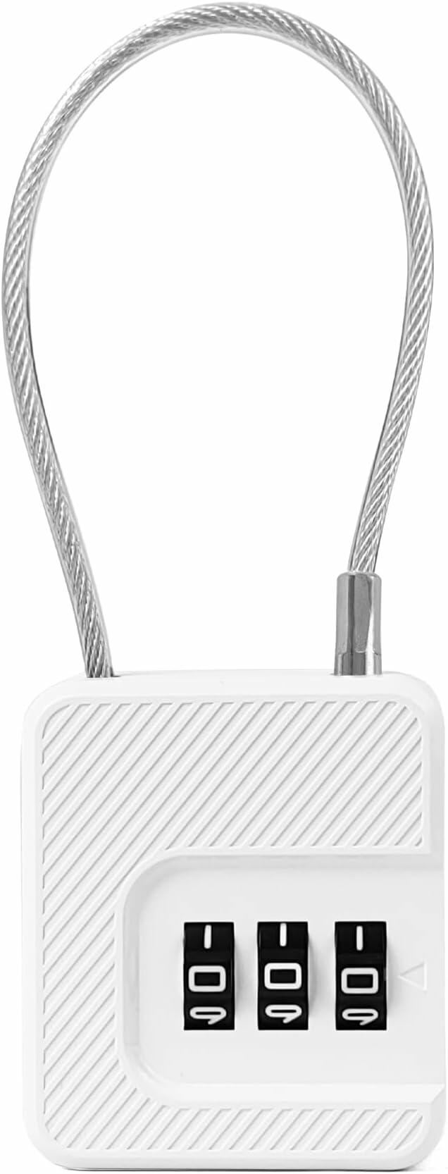 Coipdfty 3 Digit Combination Lock Flexible Steel Cable Waterproof White 2 Pack by Deal US