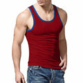 Generic Men's Round Neck Contrasting Splicing Slim Fit Sports Tank Top Black XXL by Deal US