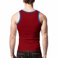 Generic Men's Round Neck Contrasting Splicing Slim Fit Sports Tank Top Black XXL by Deal US