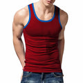Generic Men's Round Neck Contrasting Splicing Slim Fit Sports Tank Top Black XXL by Deal US