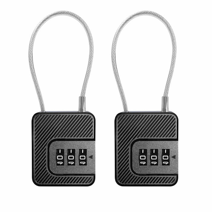 Coipdfty 3-Digit Combination Lock Flexible Steel Cable Waterproof Black 2-Pack by Deal US