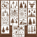 Suartus Christmas Stencils 16pcs Pine Trees Snowflake Elk Santa Reusable by Deal US
