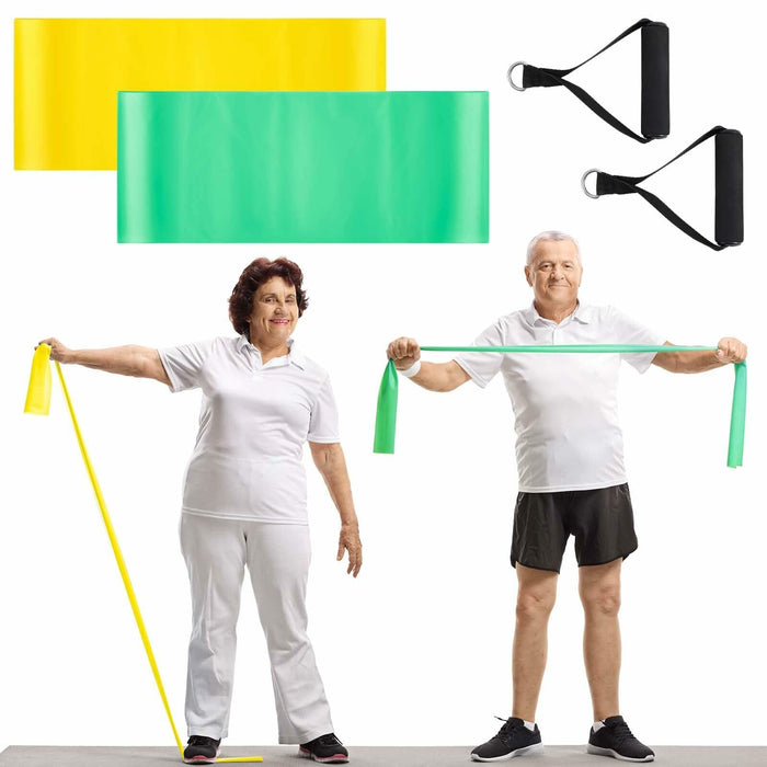 Relaxgiant 2pcs Resistance Bands with Handles Chair Exercise Yellow Green by Deal US