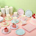 Yungyan 216 Pc Gingham Party Supplies Set Plates Cups Napkins Classic Color by Deal US