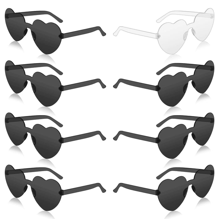 MGupzao 8 Pack Heart Shaped Sunglasses Frameless Black & Translucent by Deal US