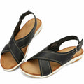 UBFEN Womens Flat Sandals Arch Support Adjustable Slingback Black Size 8 by Deal US