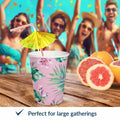 PAW Decor Collection Disposable Paper Cups 8.5oz 50-Pack Pink Floral by Deal US