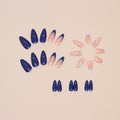 YEFIUO Press On Nails 24 Pcs Short Almond French Blue & White Rhinestones by Deal US