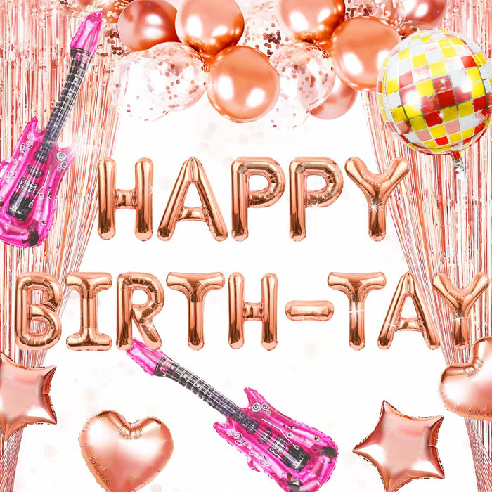 GallaRato 31 PCS Singer Birthday Balloons Decorations Rose Gold Pink Silver by Deal US