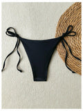 Verdusa Women's Boho Floral Thong Bikini Bottom Tie Side Black Size S by Deal US
