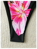 Verdusa Women's Boho Floral Thong Bikini Bottom Tie Side Black Size S by Deal US