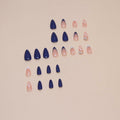YEFIUO Press On Nails 24 Pcs Short Almond French Blue & White Rhinestones by Deal US